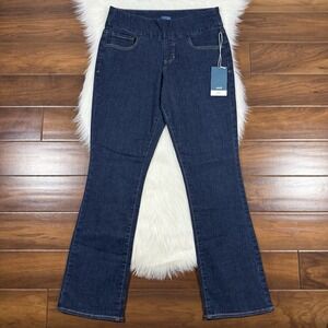 Jag Women's Size 16 / 33 Ink Wash Paley Mid‎ Rise Boot Leg Pull On Denim Jeans